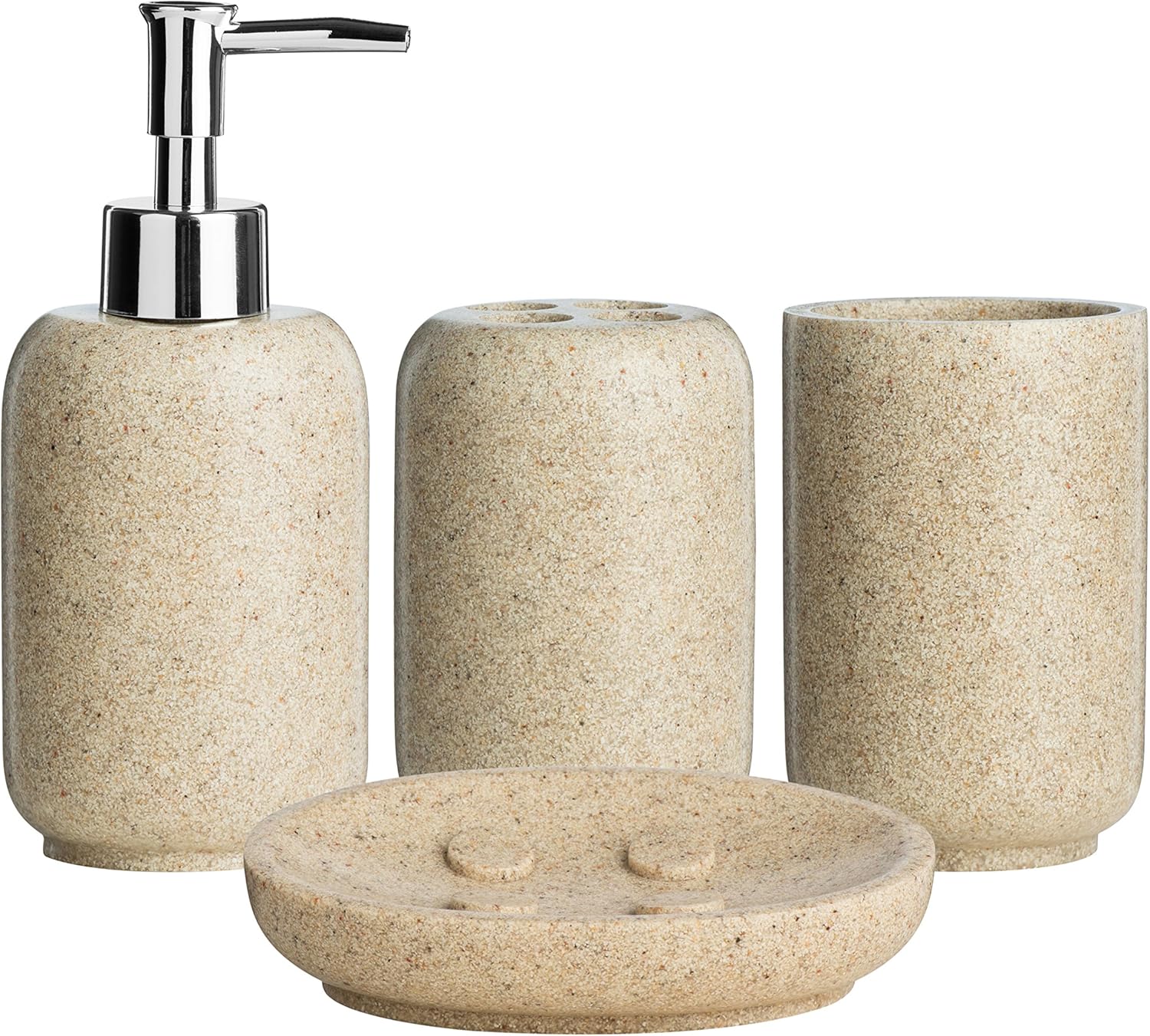 Premier Housewares Refillable Cream Dispenser Lotion Dispenser Natural Stone Effect Cream Bathroom Accessories Soap And Lotion Dispenser,Height 17 cm x Width 7 cm x Depth 7 cm-1