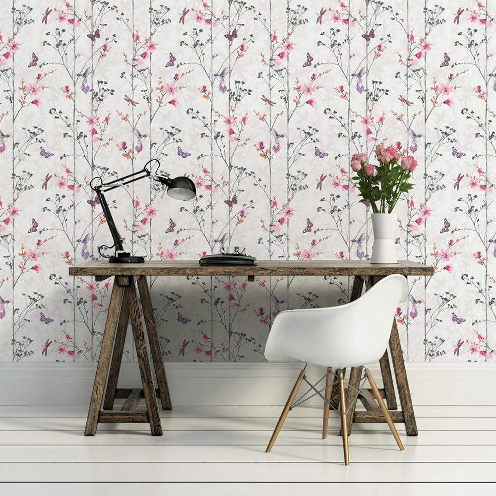 Muriva 102550 Novelties Eden Wallpaper Rolls - Pink-1