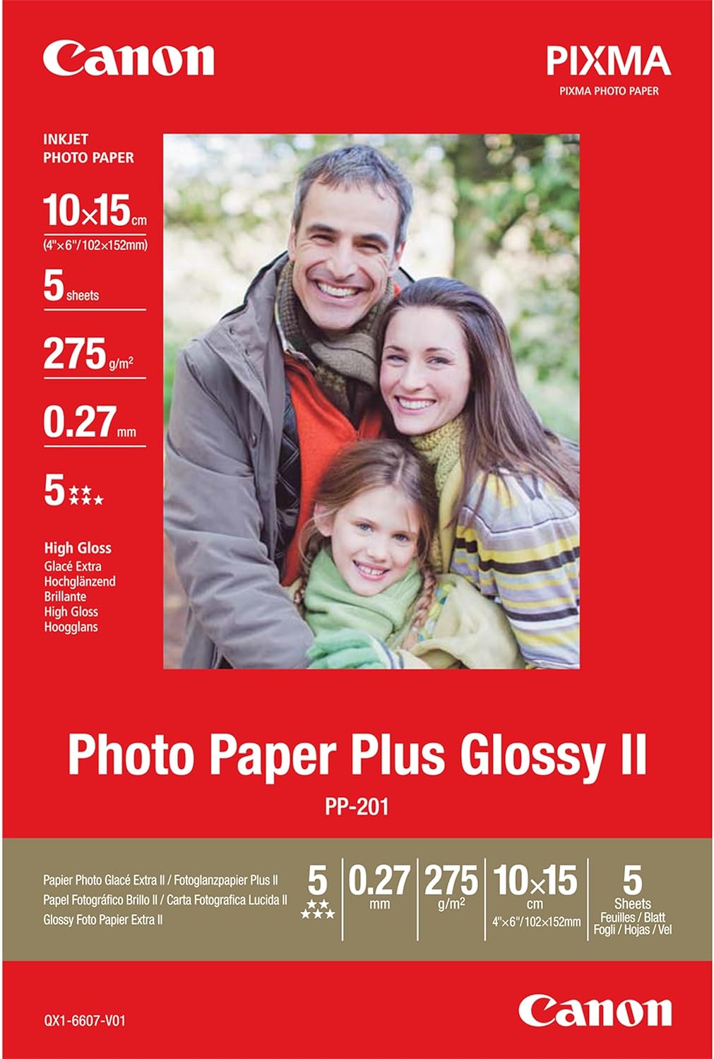 Canon Photo Paper Plus II PP-201 - high-Gloss Photo Paper - 5 Sheet(s)-0