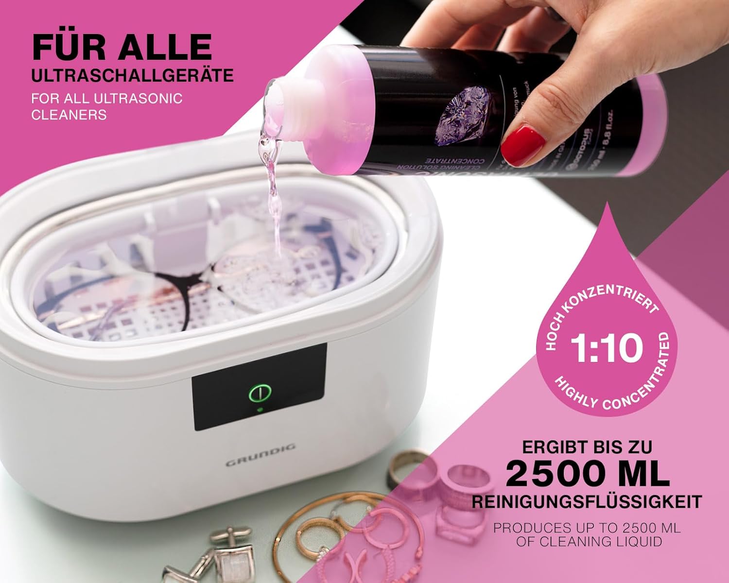 250 ml Octopus ultrasonic cleaner ultrasonic special cleaning concentrate "Amethyst", glasses cleaner/jewellery cleaner with extra grease dissolving power for optics and mechanics-2