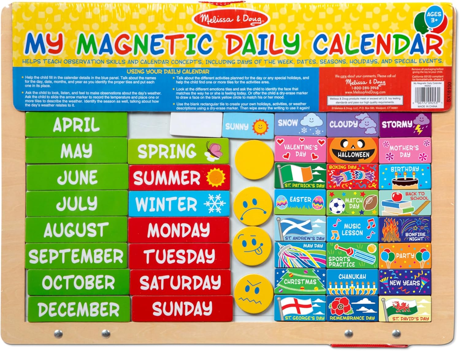 Melissa & Doug My First Wooden Daily Wooden Magnetic Calendar for Kids | Wooden Toys | Developmental Calendar Board | Educational Toy | 3+ | Gift for Boy or Girl-5