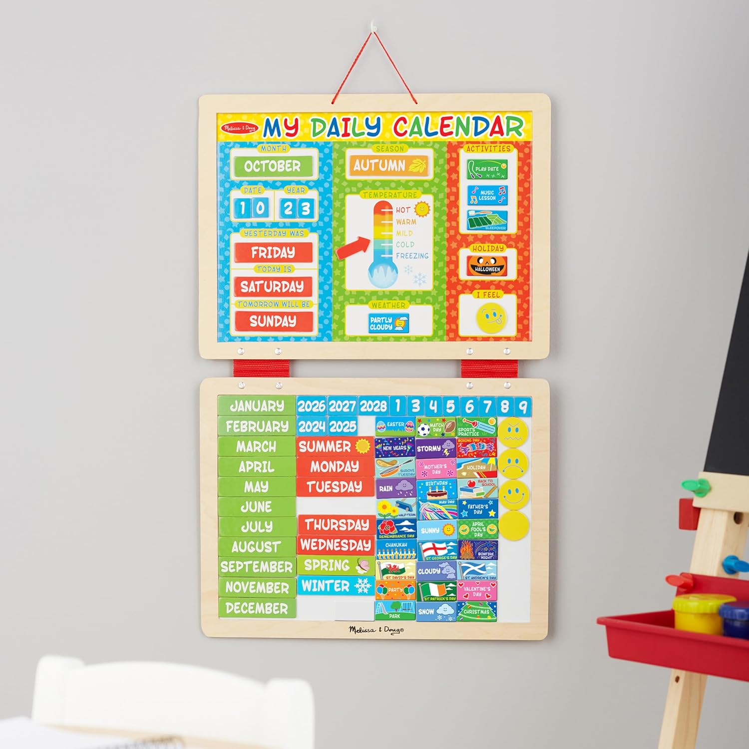 Melissa & Doug My First Wooden Daily Wooden Magnetic Calendar for Kids | Wooden Toys | Developmental Calendar Board | Educational Toy | 3+ | Gift for Boy or Girl-8