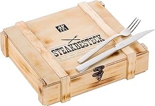 Zwilling 12-piece Steak Cutlery Set for 6 People, 6 Knives and 6 Forks, including Wood Storage Box, Stainless Steel / Wood