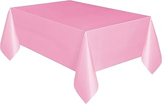 Solid Lovely Pink Rectangular Plastic Table Cover (137cm x 274cm) 1 Count - Elegant & Durable Tablecloth for Parties, Events, and Home Use