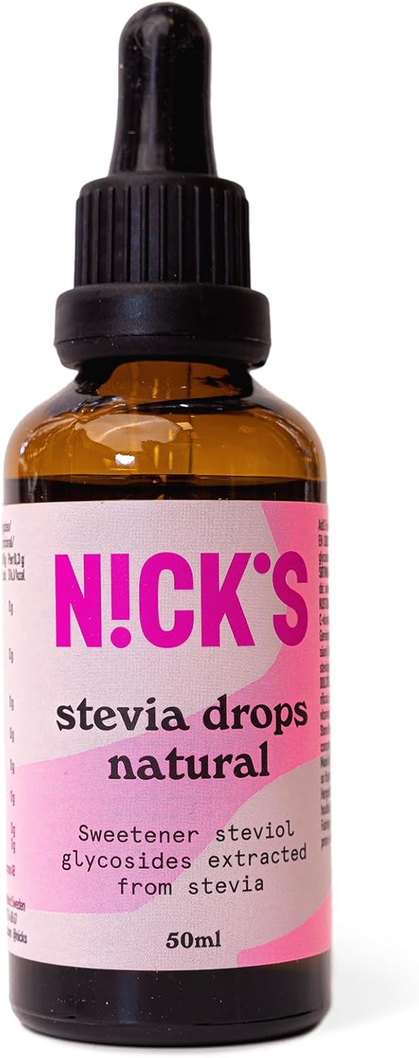 NICKS Stevia Drops (50ml) Natural Sugar Free Zero Calorie Liquid Keto Sweetener Gluten Free Low Carb Sugar Substitute Alternative (50 ml (Pack of 1), Natural)-0