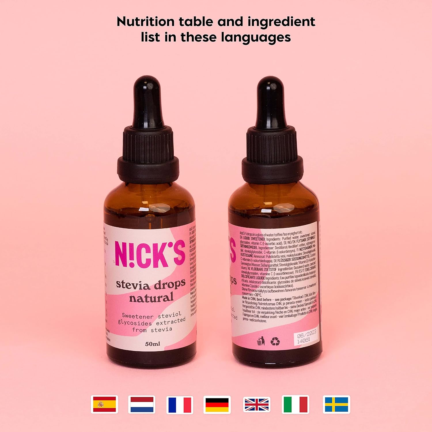 NICKS Stevia Drops (50ml) Natural Sugar Free Zero Calorie Liquid Keto Sweetener Gluten Free Low Carb Sugar Substitute Alternative (50 ml (Pack of 1), Natural)-4