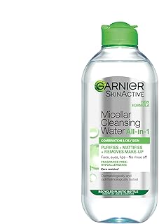 Garnier Micellar Cleansing Water For Combination Skin, Gentle Face Cleanser and Makeup Remover, Fragrance Free, Recognised By The British Skin Foundation, Use With Reusable Micellar Eco Pads, 400 ml