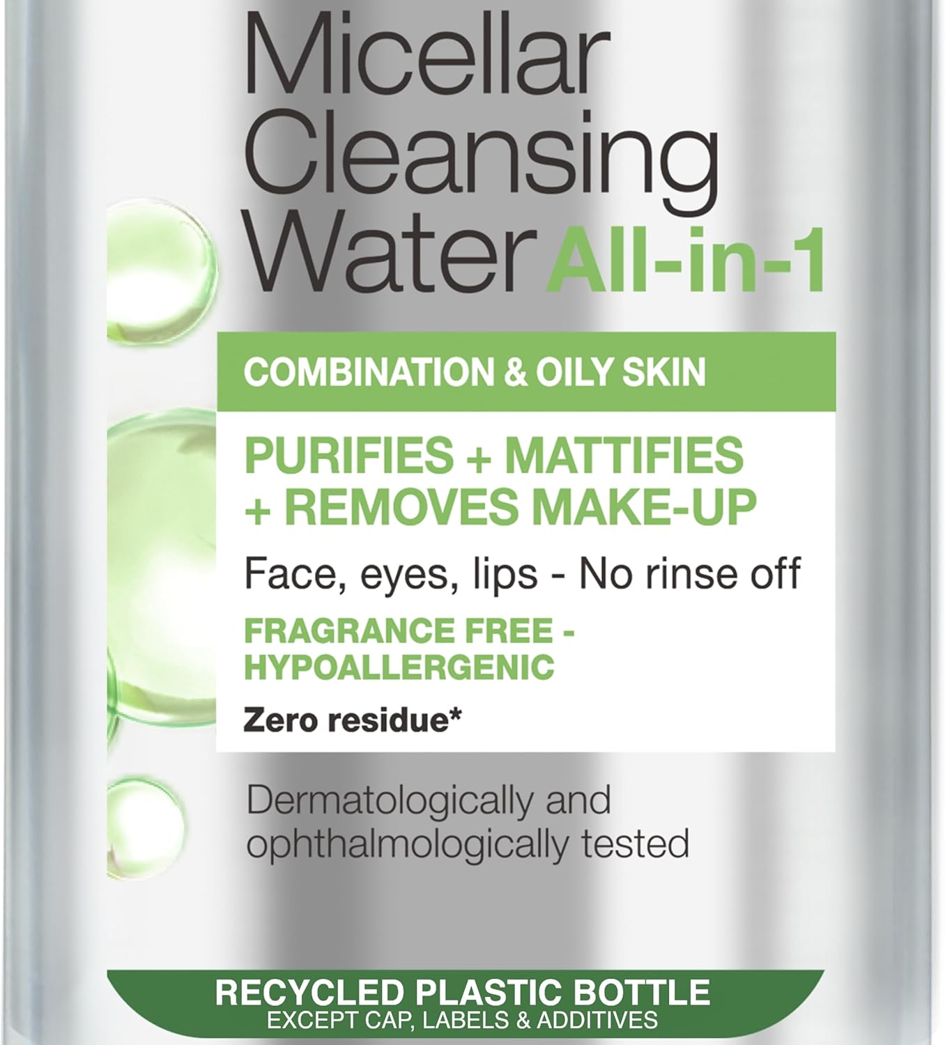 Garnier Micellar Cleansing Water For Combination Skin, Gentle Face Cleanser and Makeup Remover, Fragrance Free, Recognised By The British Skin Foundation, Use With Reusable Micellar Eco Pads, 400 ml-1