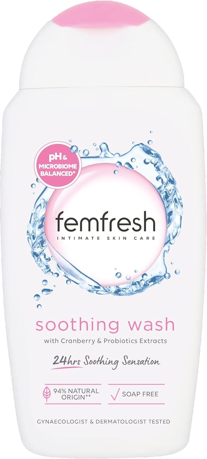 Femfresh Ultimate Care Soothing Wash - Intimate Daily Vaginal Feminine Hygiene Shower Gel Cleanser – pH Balanced, Soap Free w.Hydrating Cranberry & Probiotics Extract, Long-Lasting MULTIActif - 250 ml-0