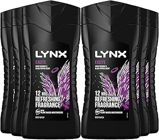 Lynx Excite Shower Gel Mens Body Wash, 225ml (6 Pack)