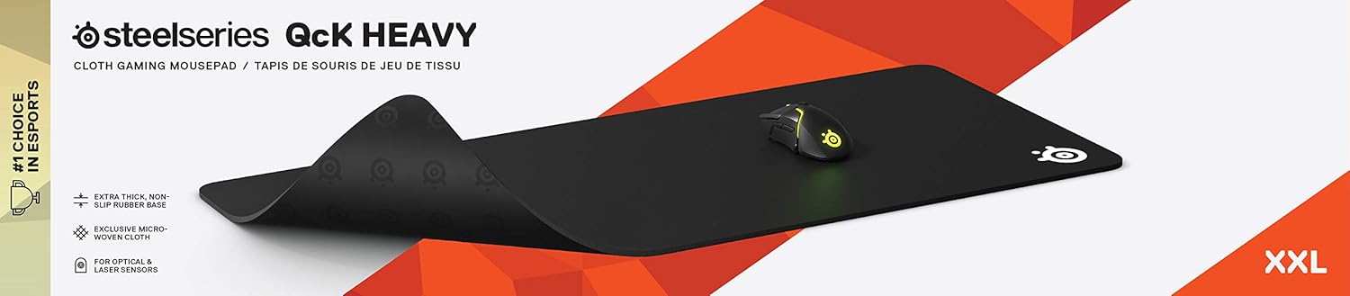 SteelSeries QcK XXL Cloth Gaming Mouse Pad - Extra Thick Non-Slip Base - Micro-Woven Surface - Optimized For Gaming Sensors - Size XXL (900 x 400 x 6mm) - Black-7