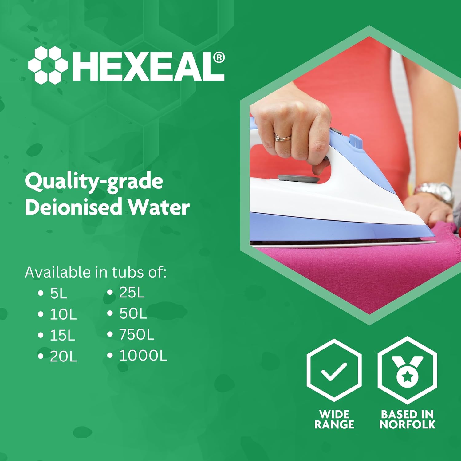 Hexeal Deionised Water 10L – 10L of Deionised Water for Steam Irons, Car Batteries, Windscreen Fluid & Antifreeze – Demineralised Water, Reduces Limescale Deposits & Water Stains – For Lab Use-7