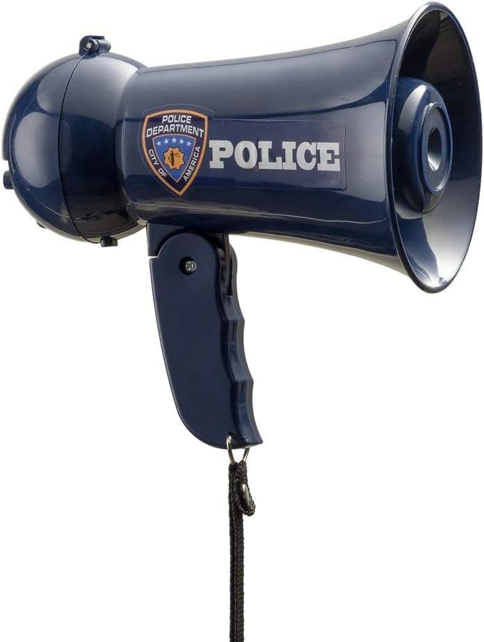 Dress Up America Pretend Play Police Officer's Megaphone with Siren Sound For Kids – Role Play Kids Bullhorn with Siren Sound and Handheld Mic Toy-0