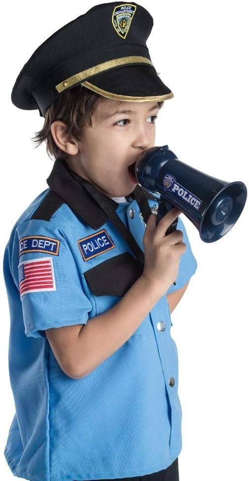 Dress Up America Pretend Play Police Officer's Megaphone with Siren Sound For Kids – Role Play Kids Bullhorn with Siren Sound and Handheld Mic Toy-4