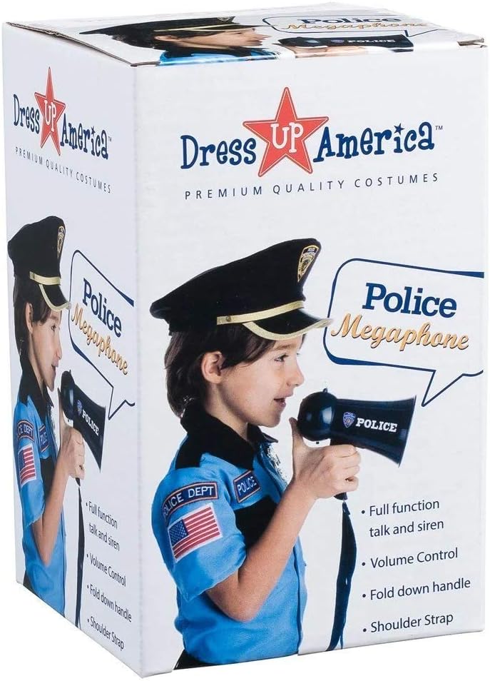 Dress Up America Pretend Play Police Officer's Megaphone with Siren Sound For Kids – Role Play Kids Bullhorn with Siren Sound and Handheld Mic Toy-5