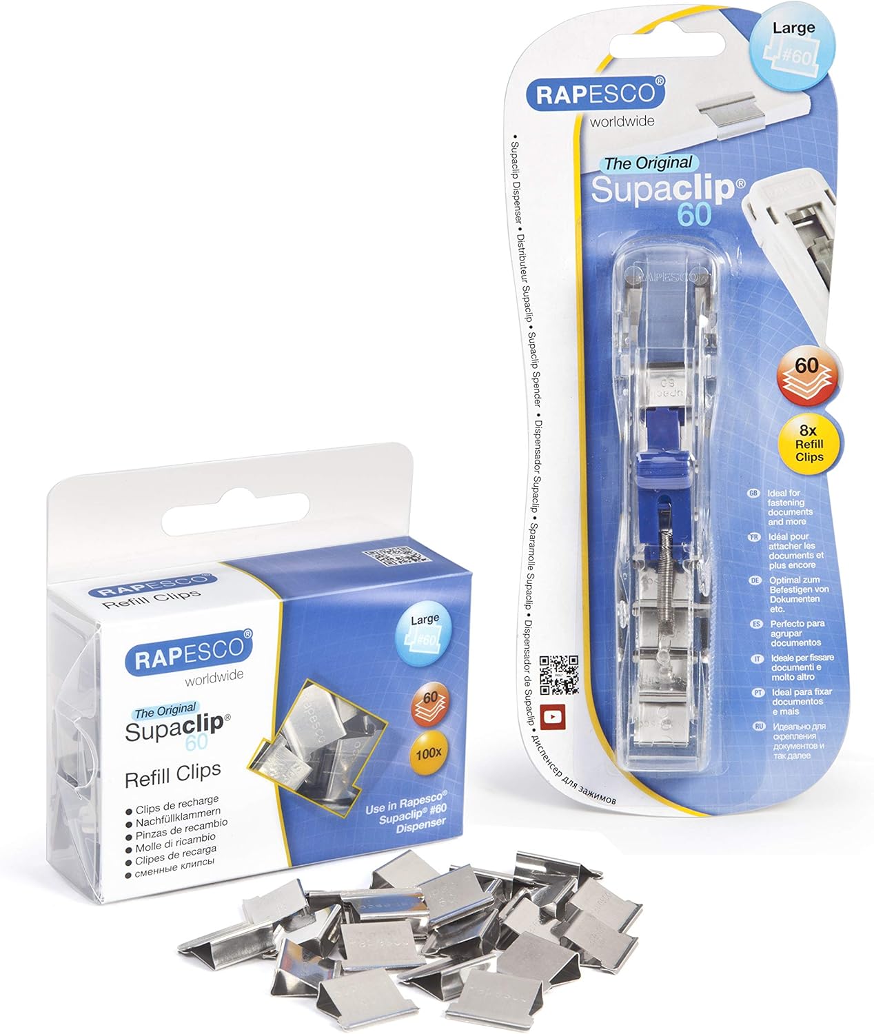 Rapesco 1300A Supaclip 60 Kit, Dispenser and 100 Stainless Steel Refill Clips-0