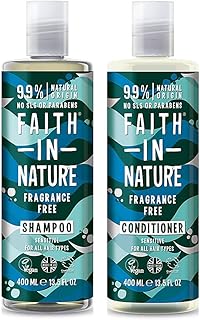 Faith in Nature Natural Fragrance Free Shampoo & Conditioner Set, Sensitive Vegan & Cruelty Free, Parabens and SLS Free, for All Hair Types, 2 x 400ml