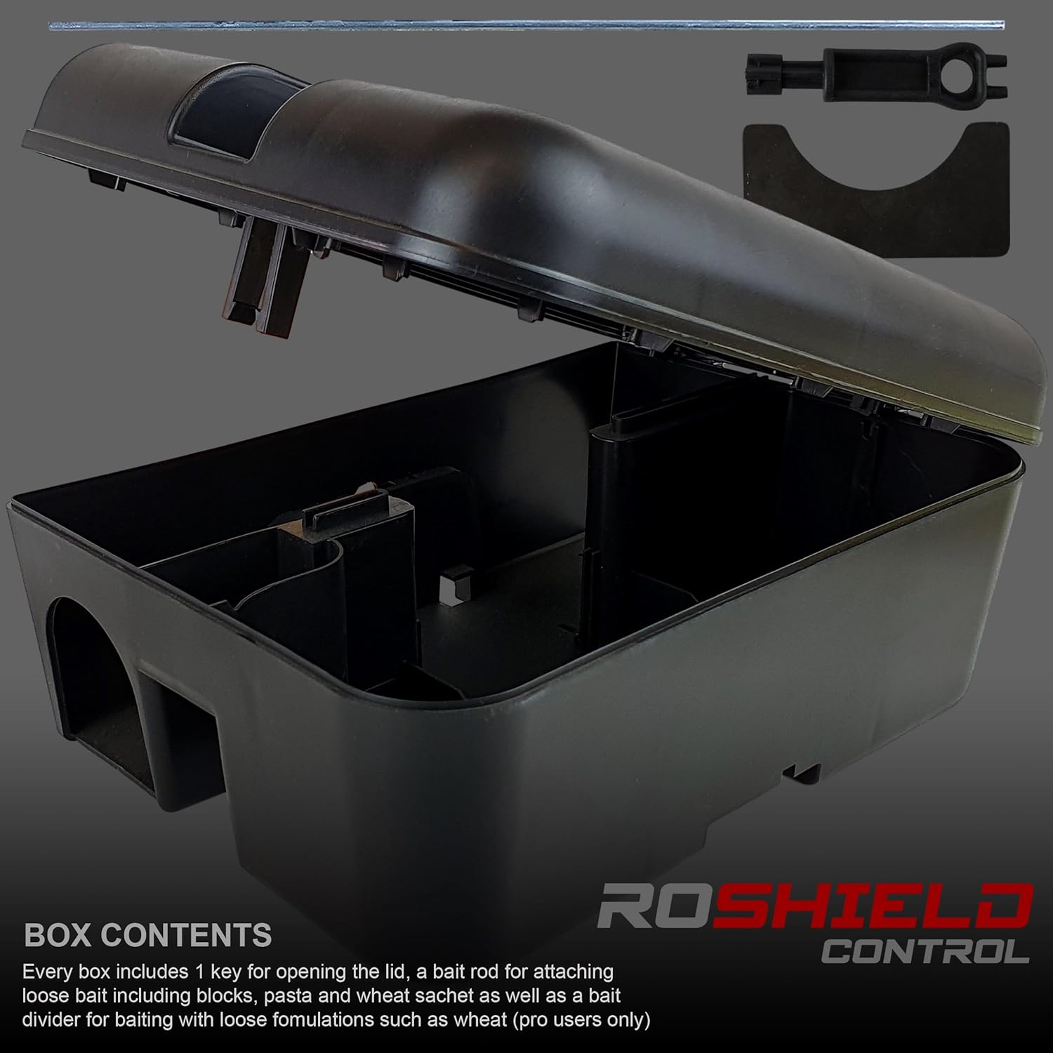 Roshield PRO BOX | 2 Extra Large Rats & Mouse Poisoning & Snap Traps Bait Box | killer box | Rat Poisoning blocks Outdoor & Indoor | Rat/Mouse Poisoning & Snap Traps | Rat Traps that kill instantly-1