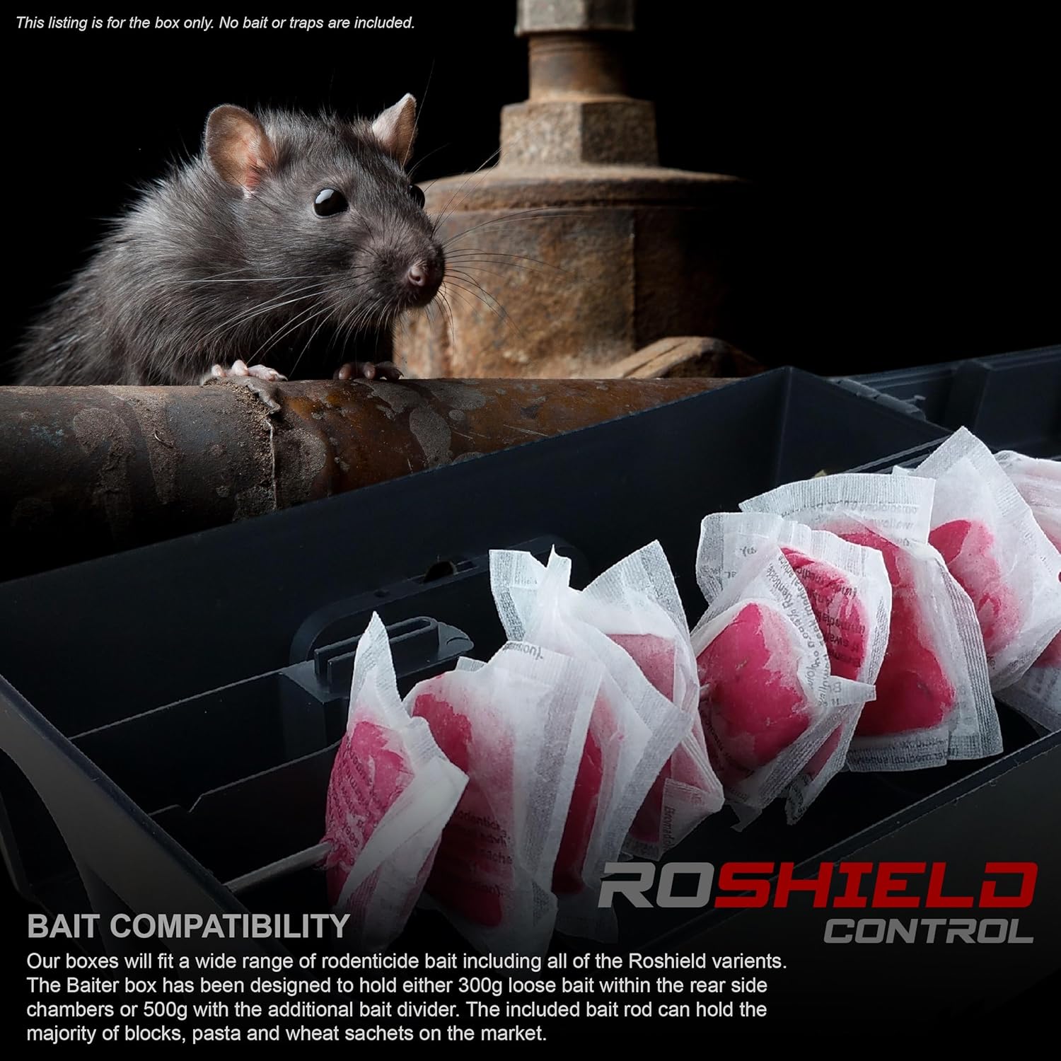 Roshield PRO BOX | 2 Extra Large Rats & Mouse Poisoning & Snap Traps Bait Box | killer box | Rat Poisoning blocks Outdoor & Indoor | Rat/Mouse Poisoning & Snap Traps | Rat Traps that kill instantly-2