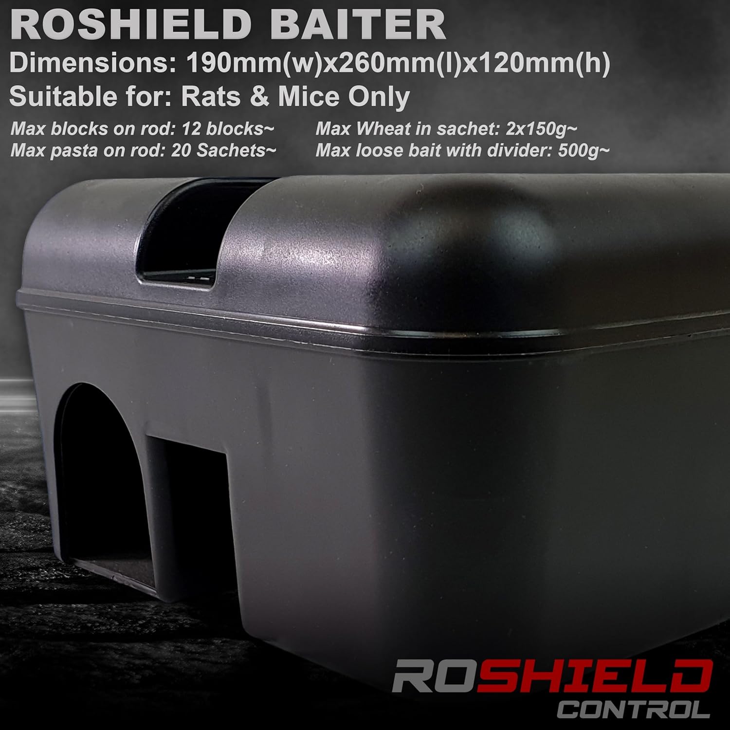 Roshield PRO BOX | 2 Extra Large Rats & Mouse Poisoning & Snap Traps Bait Box | killer box | Rat Poisoning blocks Outdoor & Indoor | Rat/Mouse Poisoning & Snap Traps | Rat Traps that kill instantly-6