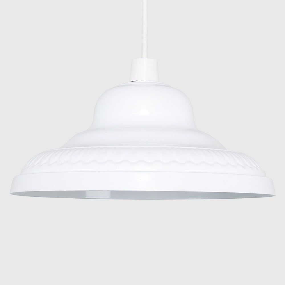 Vintage Retro Style White Gloss Metal Easy Fit Ceiling Pendant Lamp Shade-2