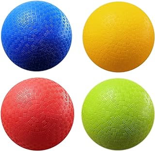 AppleRound 8.5-inch Dodgeball Playground Balls, Pack of 4 Balls with 1 Pump, Official Size for Dodge Ball, Handball, Camps and Schools (4 Balls and 1 Pump)