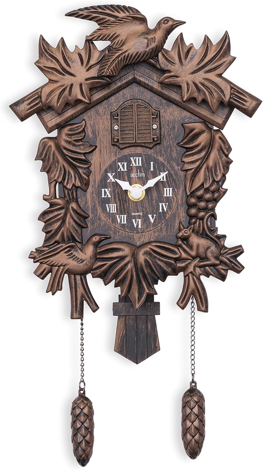 Acctim Hamburg Cuckoo Pendulum Wall Clock, Black Brown-0