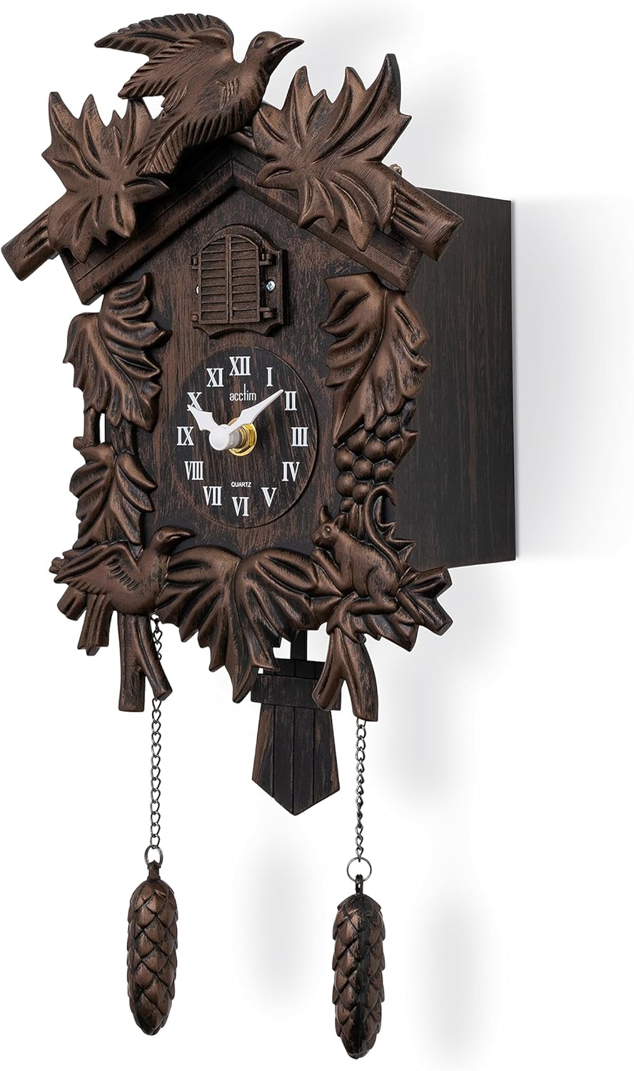 Acctim Hamburg Cuckoo Pendulum Wall Clock, Black Brown-2