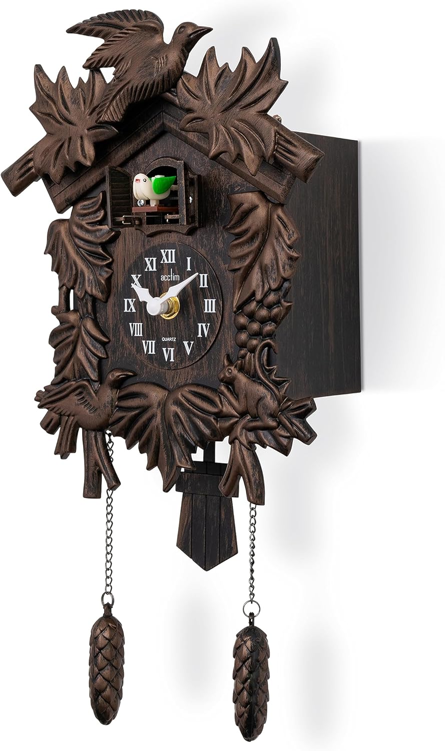 Acctim Hamburg Cuckoo Pendulum Wall Clock, Black Brown-3