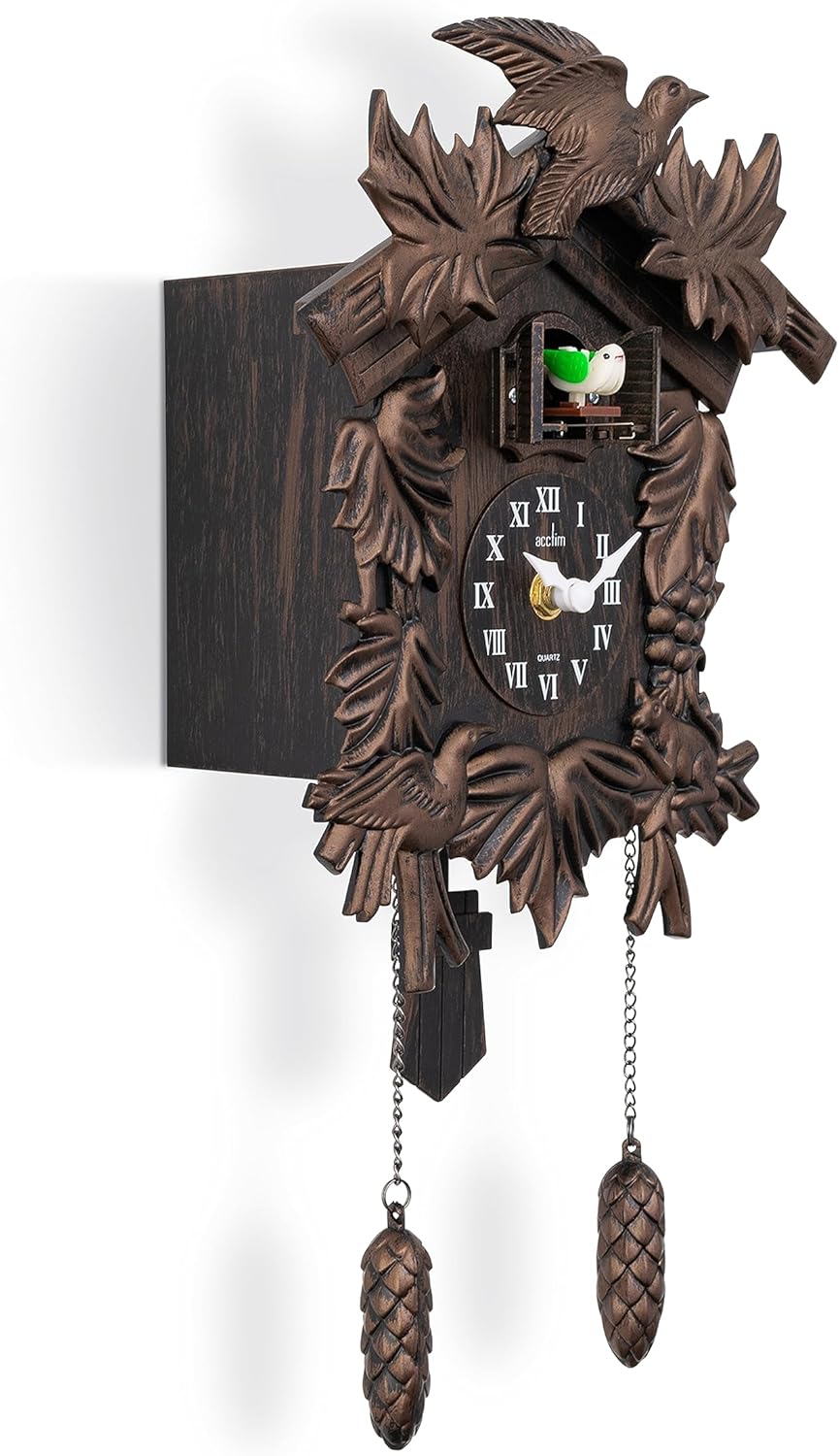 Acctim Hamburg Cuckoo Pendulum Wall Clock, Black Brown-5