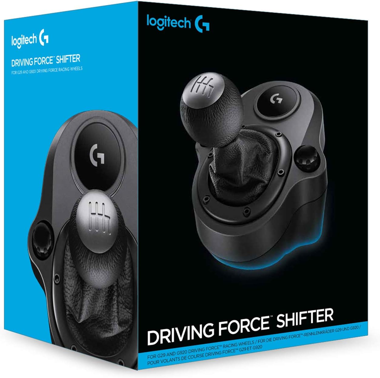 Logitech G Driving Force Wired gear lever for G923, G29 or G920, 6 gears, Push Down reverse gear, steel and leather, black-3