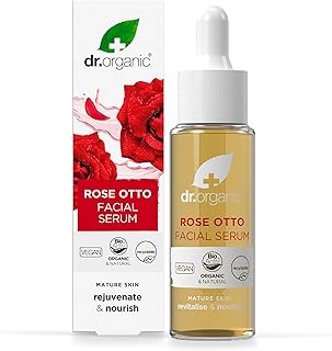 DR ORGANIC Rose Otto Facial Serum, Moisturising, Healthy-Aging, Wrinkles, Mature Skin, Natural, Vegan, Cruelty-Free, Paraben & SLS-Free, Recycled & Recyclable, Organic, 35ml, Packaging may vary