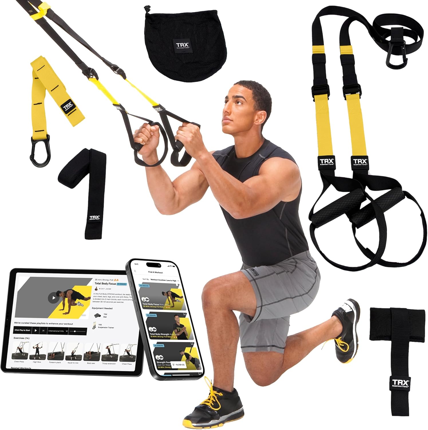 TRX PRO3 Suspension Trainer System, Design & Durability for Cross-Training, Weight Training, HIIT Training & Cardio, Includes 3 Anchor Solutions for Indoor & Outdoor Home Gyms-0