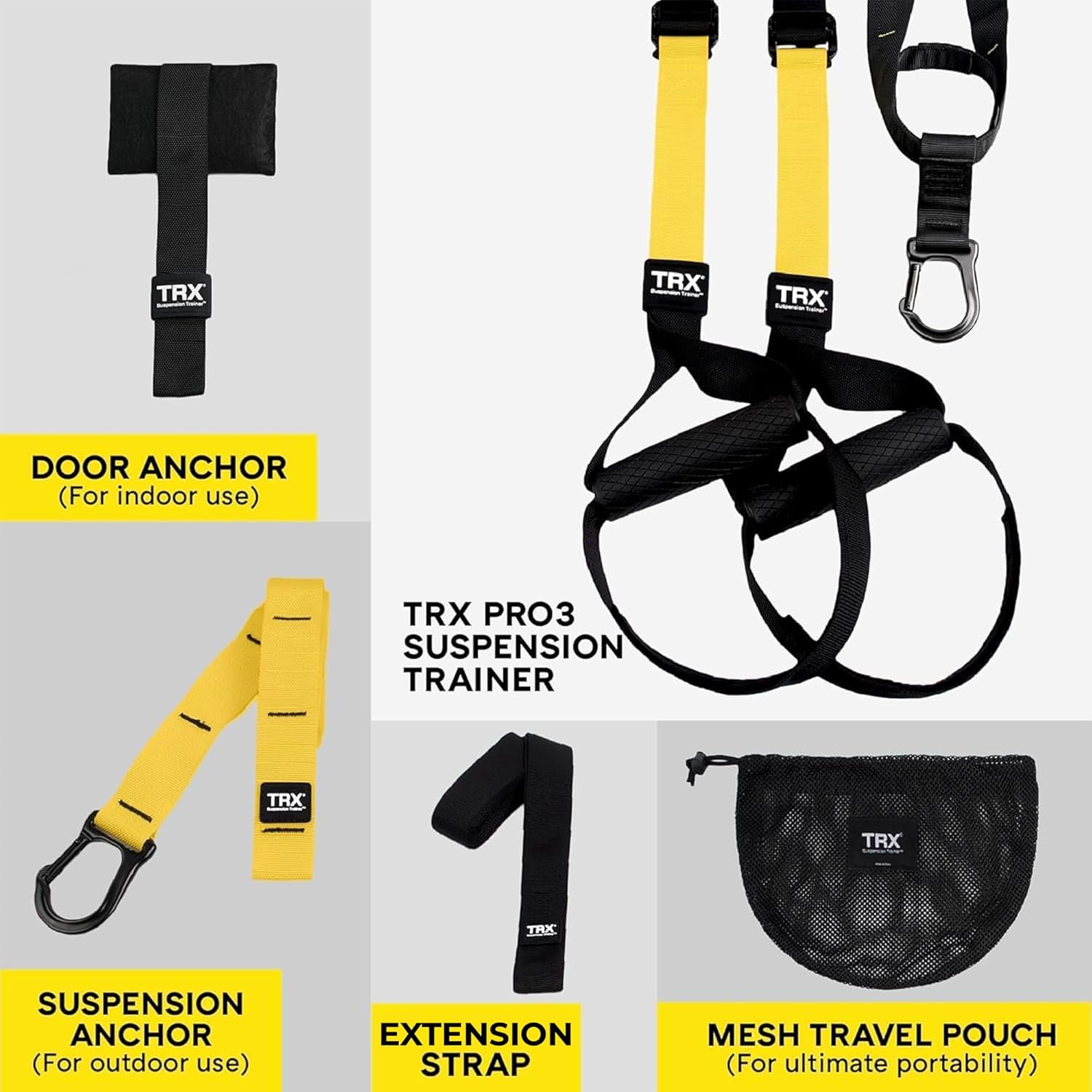 TRX PRO3 Suspension Trainer System, Design & Durability for Cross-Training, Weight Training, HIIT Training & Cardio, Includes 3 Anchor Solutions for Indoor & Outdoor Home Gyms-4