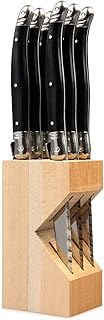 Laguiole 6pc Steak Knife Set in Block (Black)