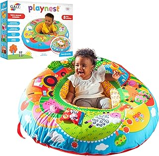 Galt Playnest, Farm - Baby Sit Me Up with Inflatable Ring, Head and Neck Support, 8 Sensory Activities, 90cm Diameter and Machine Washable Cover - Easy Travel, Suitable from Birth - Ages 0 Months Plus