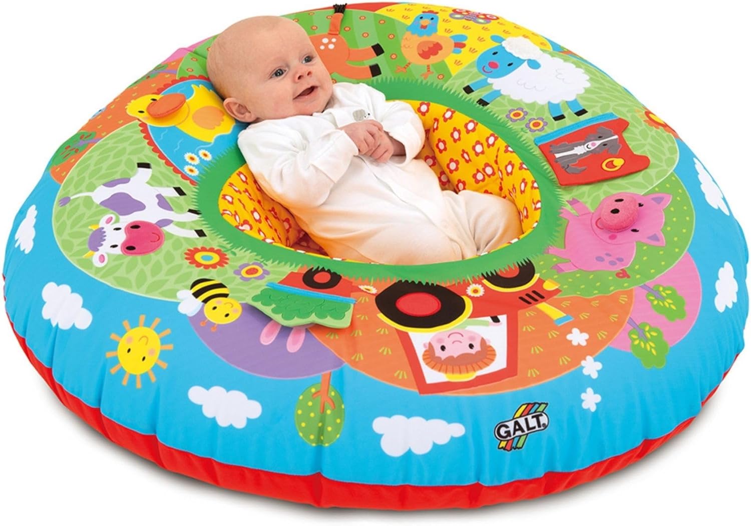 Galt Playnest, Farm - Baby Sit Me Up with Inflatable Ring, Head and Neck Support, 8 Sensory Activities, 90cm Diameter and Machine Washable Cover - Easy Travel, Suitable from Birth - Ages 0 Months Plus-6