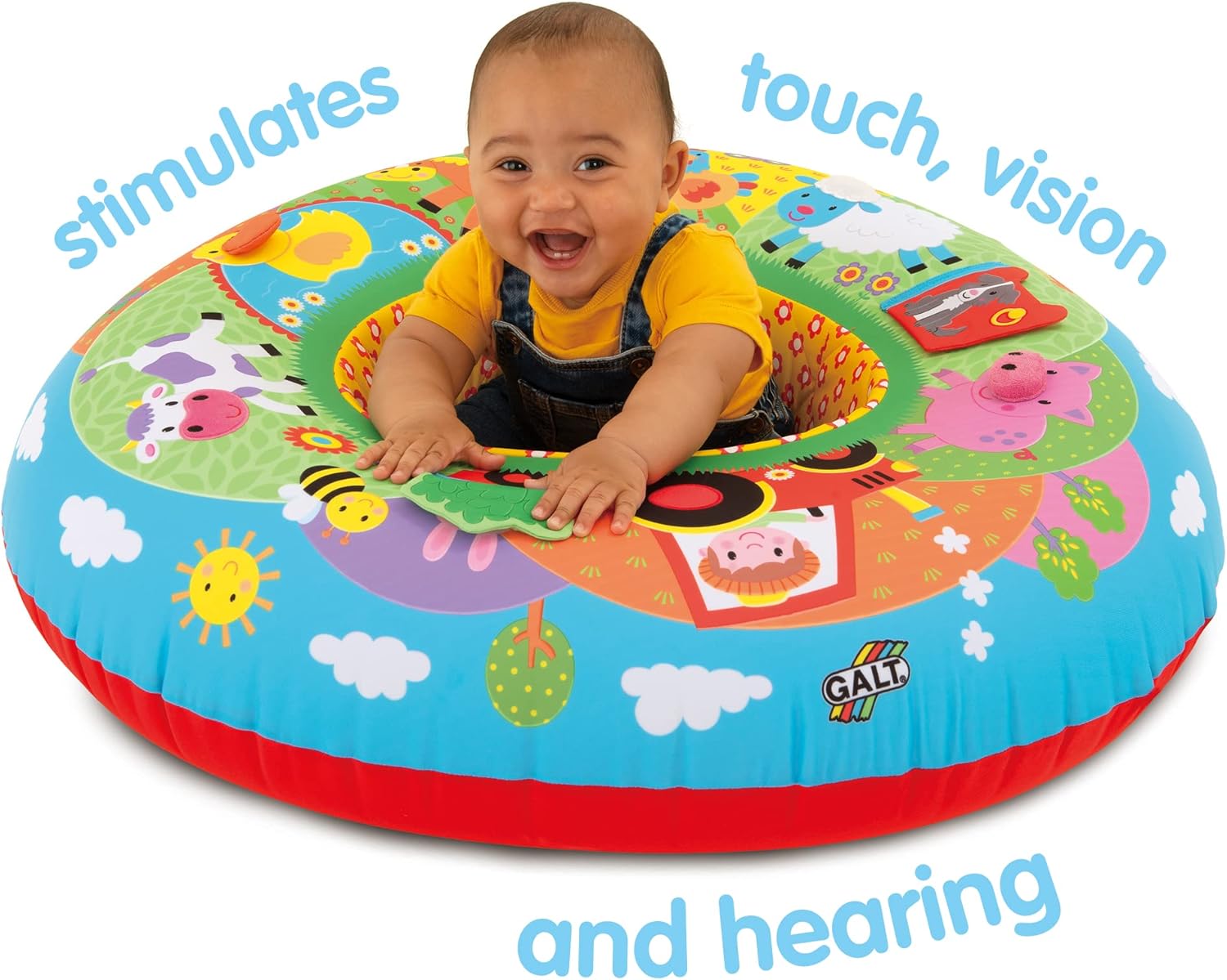 Galt Playnest, Farm - Baby Sit Me Up with Inflatable Ring, Head and Neck Support, 8 Sensory Activities, 90cm Diameter and Machine Washable Cover - Easy Travel, Suitable from Birth - Ages 0 Months Plus-7