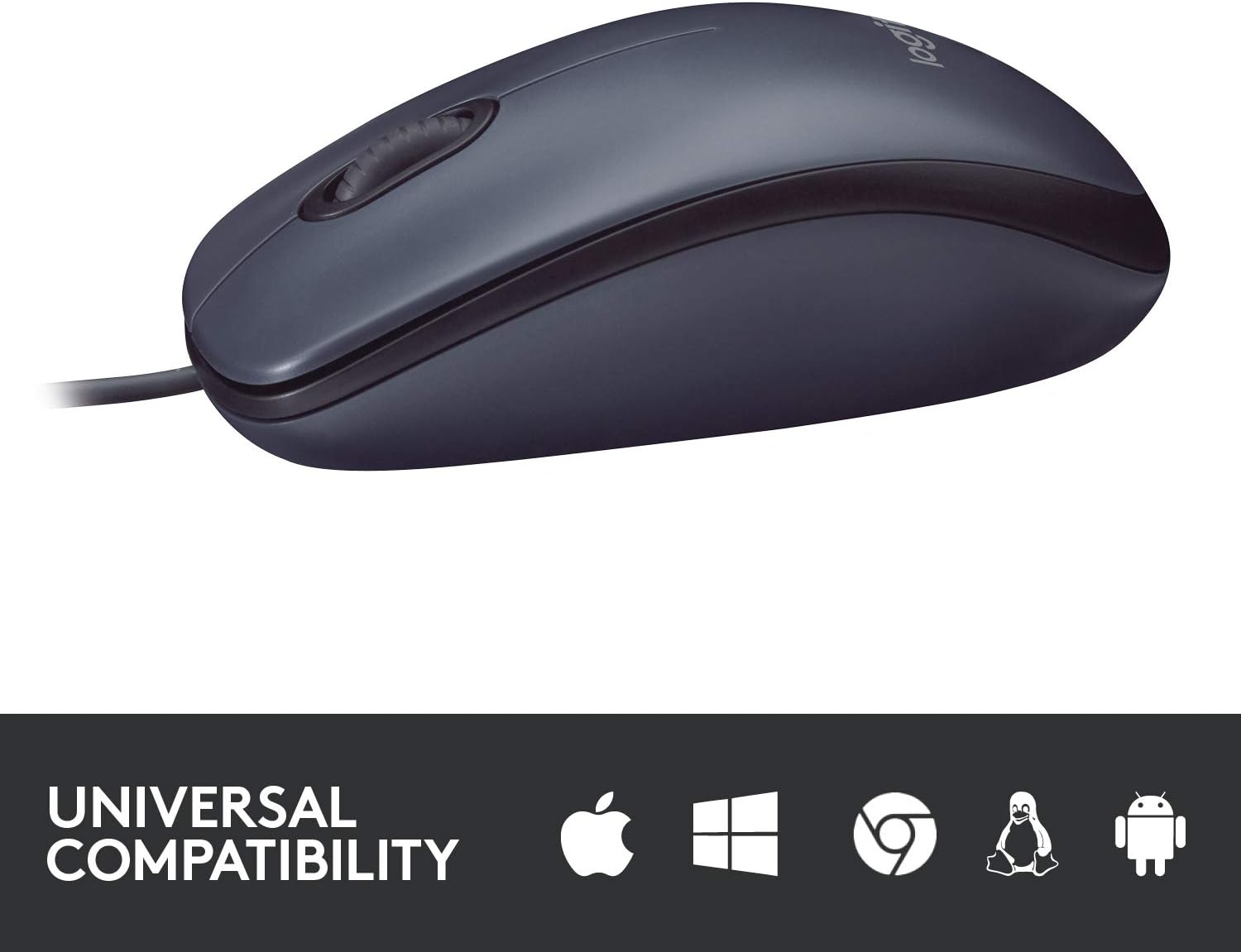 Logitech B100 Wired USB Mouse, 3-Buttons, Optical Tracking, Ambidextrous PC / Mac / Laptop - Black-3