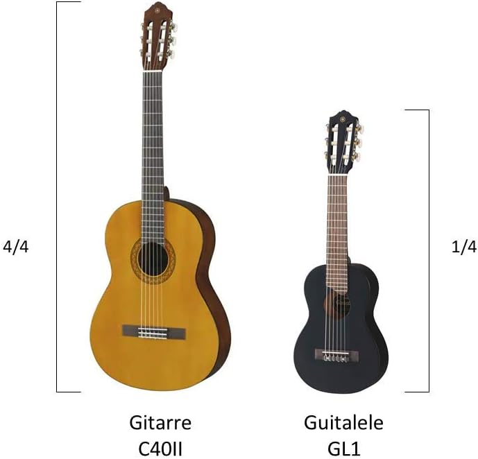 Yamaha Acoustic Guitalele, GL1 – A Hybrid Between Guitar and Ukulele (70 cm) with 6 Strings (3 Nylon/3 Metal Wound, Commonly Known as a Nylon String Set) and Fitted Yamaha Gigbag – Black-1