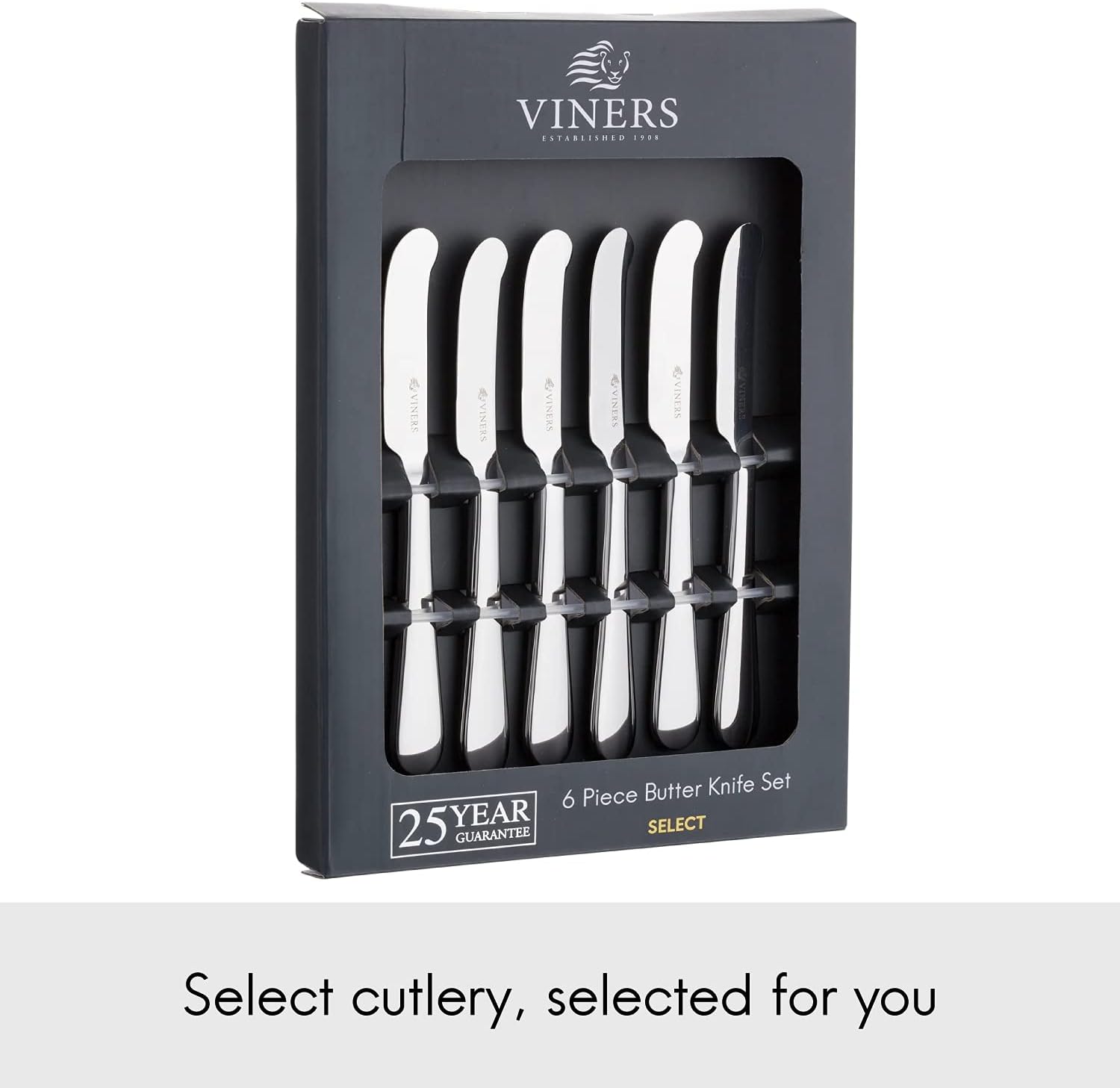 Viners Select 18.0 Stainless Steel Butter Knives, Set of 6, Silver-1