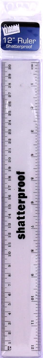 Just Stationery 6072/72 12 inch plastic Shatterproof Ruler-0