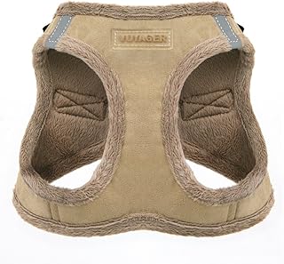 Voyager Step-In Plush Dog Harness – Soft Plush, Step In Vest Harness for Small and Medium Dogs by Best Pet Supplies - Harness (Latte Suede), L (Chest: 18-20.5")