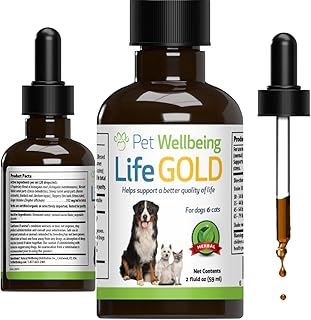 Pet Wellbeing Life Gold for Dogs - Immune Support and Antioxidant Protection - Veterinarian-Formulated Herbal Supplement 2 oz (59 ml)