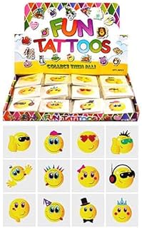 HENBRANDT 12 Pack of Temporary Smiley Face Tattoos Childrens Kids Party Bag Fillers