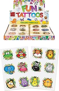 Henbrandt Mini Jungle Animal Temporary Tattoos for Children 12pc Packs Kids Party Bag Favours Loot Bag Fillers Lucky Dip Animal Party Favours for Boys and Girls