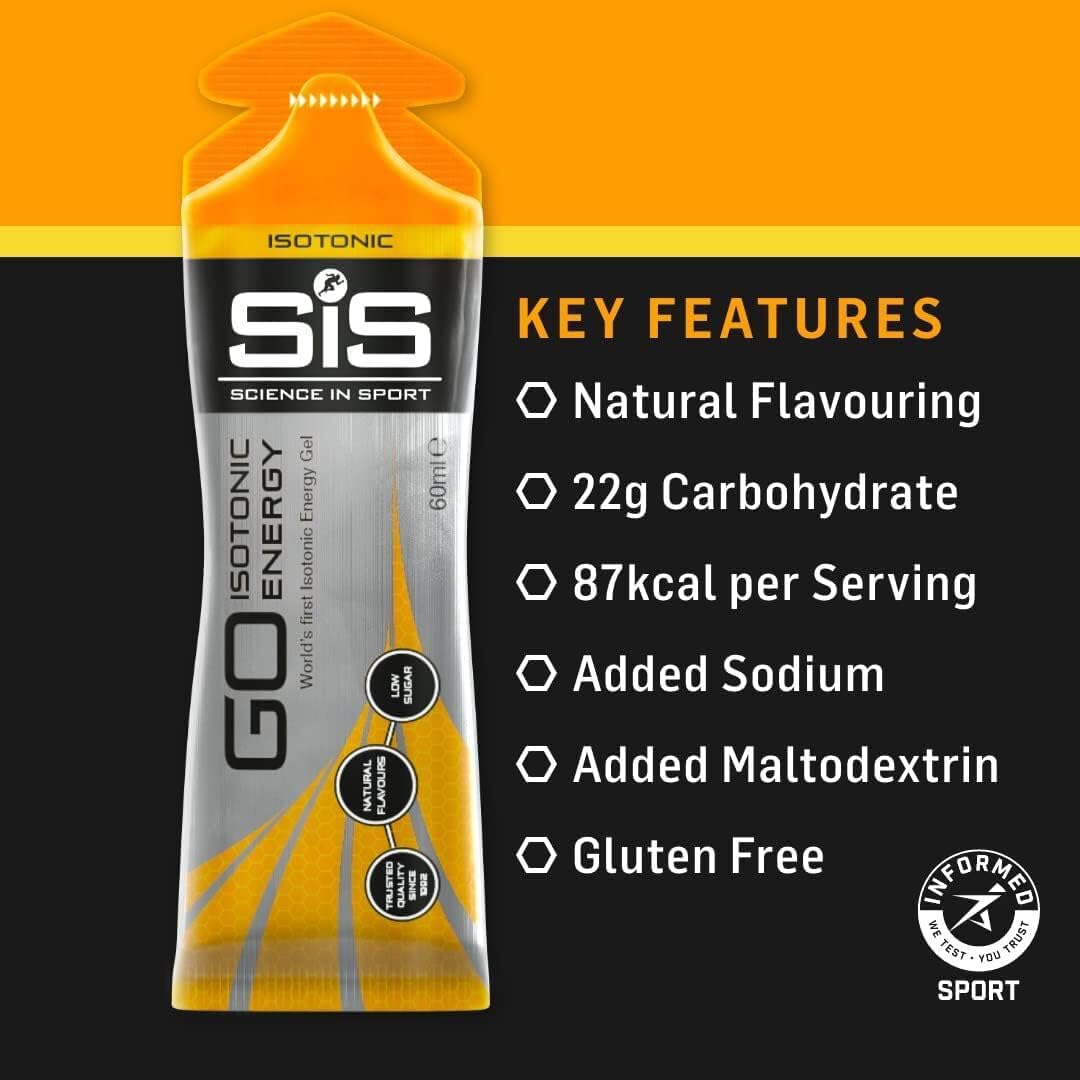 Science in Sport| Go Isotonic Energy Gel| High Carbohydrate| Improves Performance| Low Sugar |Vegan| Consume Directly from Packaging| Pack of 6| 60ml| Lemon & Lime Flavoured-1