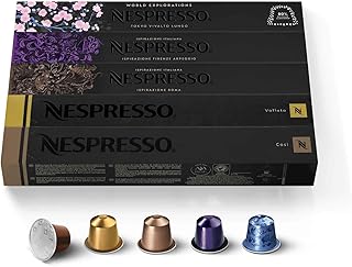 Nespresso Original Coffee Pods, 50 Mixed Pack - 10 Volluto, 10 Roma, 10 Cosi, 10 Vivalto and 10 Arpeggio Capsules for Nespresso Machines. Make Espressos, Cappuccino and Macchiato. Recyclable Pods