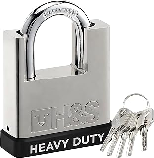 H&S 5 Keys 60mm Heavy Duty Padlock - Warehouse Container Garage Shutter Gate Chain Shed Lock - Padlocks with Keys - Locks - Locker Padlocks - Pad Lock