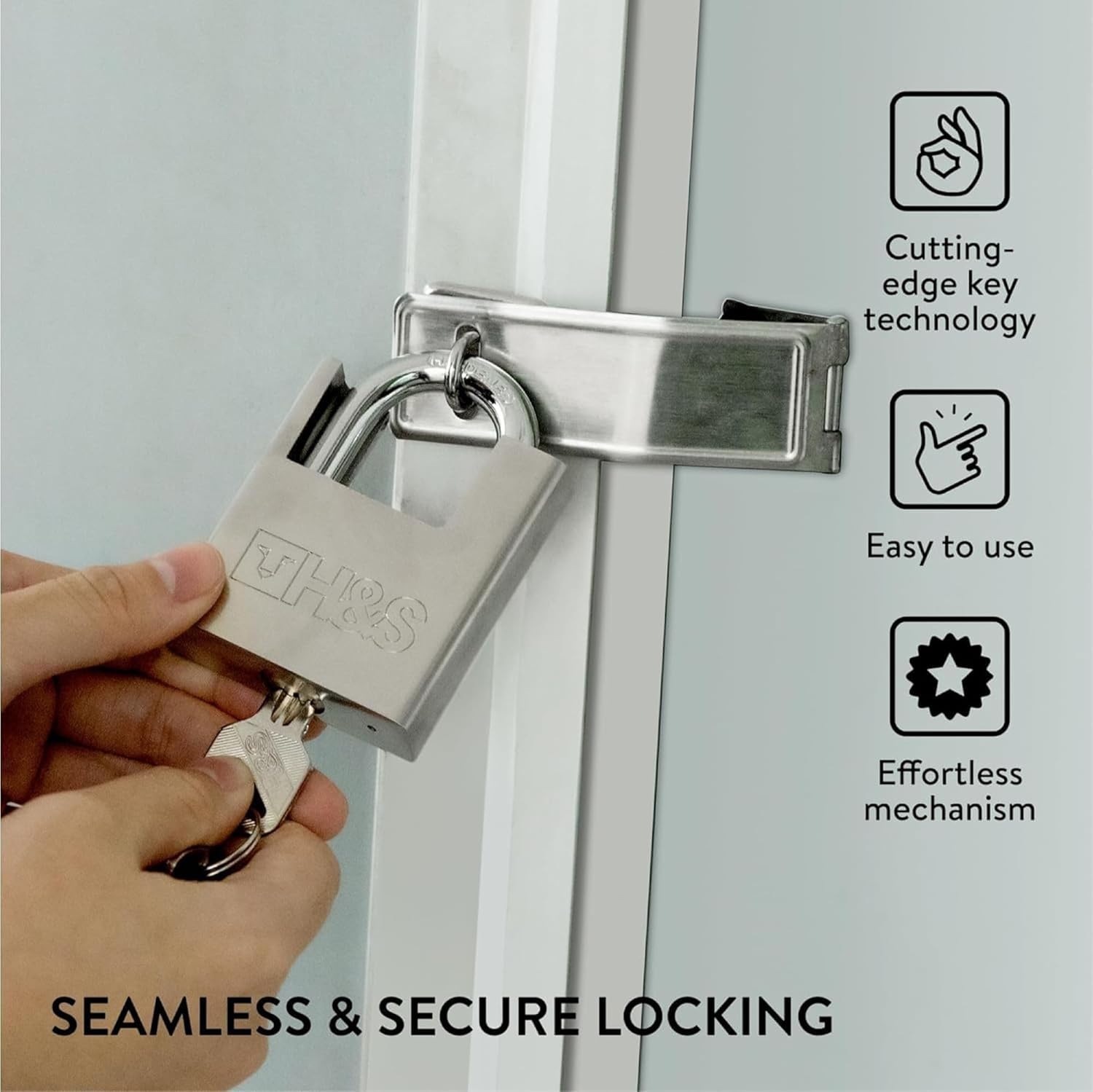 H&S 5 Keys 60mm Heavy Duty Padlock - Warehouse Container Garage Shutter Gate Chain Shed Lock - Padlocks with Keys - Locks - Locker Padlocks - Pad Lock-5